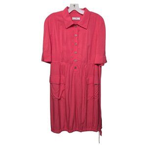 Andrea Martiny Shirt Dress Collared Button Front Pink Modest Chic European